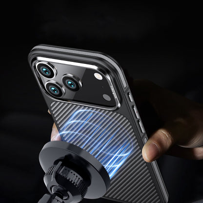 iPhone 17 Pro Max Kılıf Mat Transparan Karbon Fiber Görünümlü Wlons Marin Kılıf