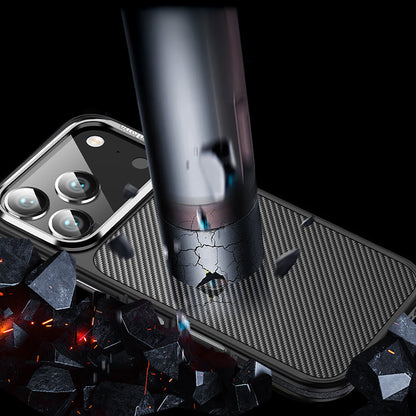 iPhone 17 Pro Max Kılıf Mat Transparan Karbon Fiber Görünümlü Wlons Marin Kılıf