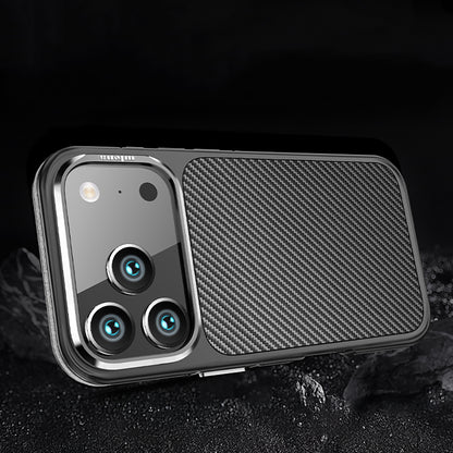 iPhone 17 Pro Max Kılıf Mat Transparan Karbon Fiber Görünümlü Wlons Marin Kılıf