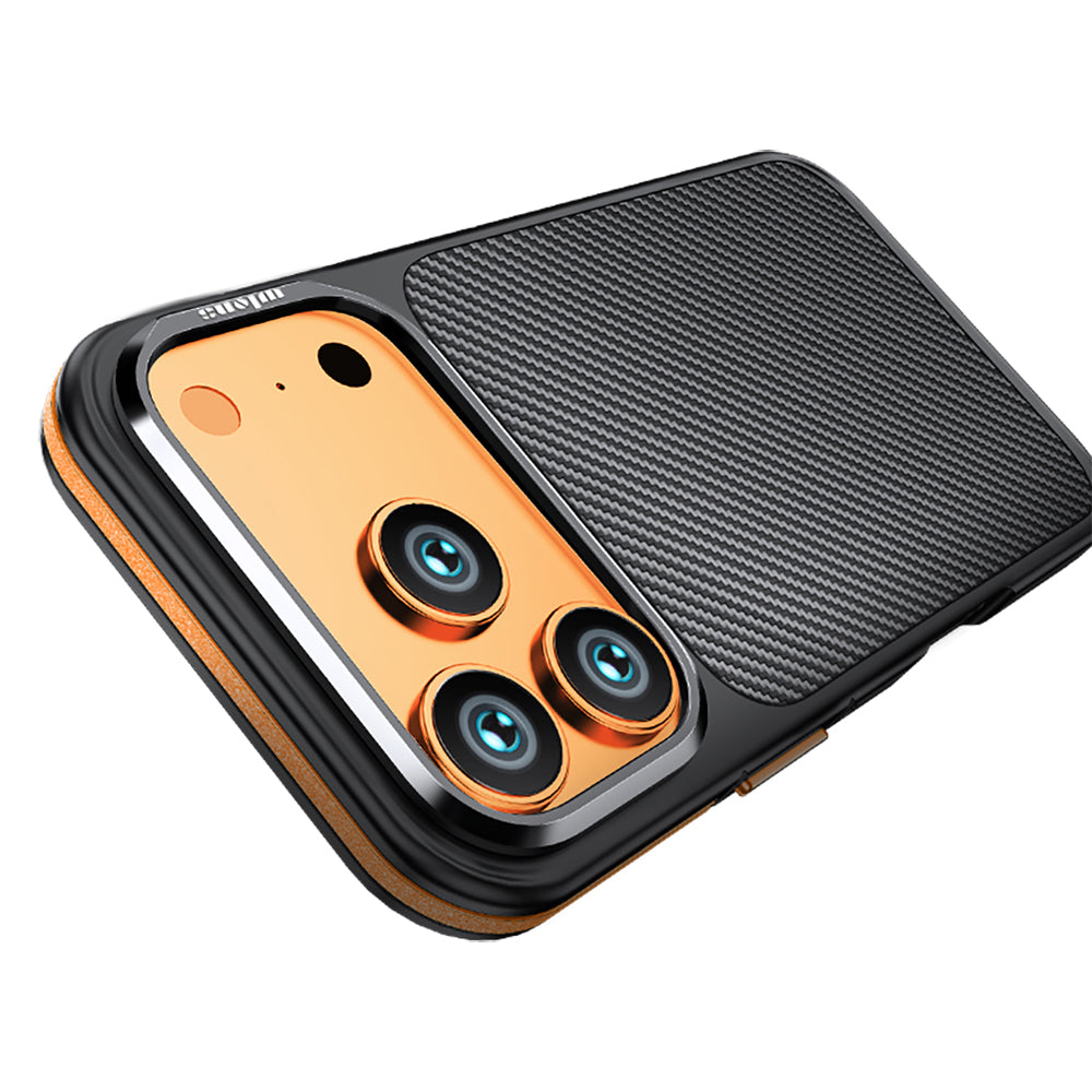 iPhone 17 Pro Max Kılıf Mat Transparan Karbon Fiber Görünümlü Wlons Marin Kılıf