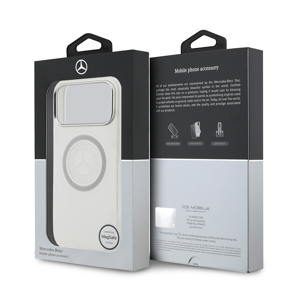 iPhone 17 Pro Max Kılıf Mercedes Benz Orjinal Lisanslı M-safe Şarj Özellikli Buzlu PC Nostaljik Yıldız Dizayn Kılıf