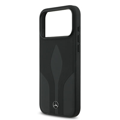 Apple iPhone 17 Pro Max Kılıf Mercedes Benz Orjinal Lisanslı M-safe Şarj Özellikli Dokulu Desenli Deri Kapak Siyah