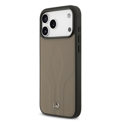 iPhone 17 Pro Max Kılıf Mercedes Benz Orjinal Lisanslı M-safe Şarj Özellikli Dokulu Desenli Deri Kılıf