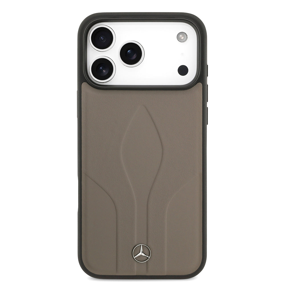 iPhone 17 Pro Max Kılıf Mercedes Benz Orjinal Lisanslı M-safe Şarj Özellikli Dokulu Desenli Deri Kılıf