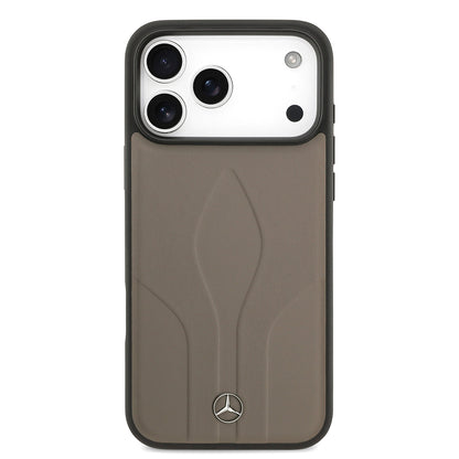 iPhone 17 Pro Max Kılıf Mercedes Benz Orjinal Lisanslı M-safe Şarj Özellikli Dokulu Desenli Deri Kılıf