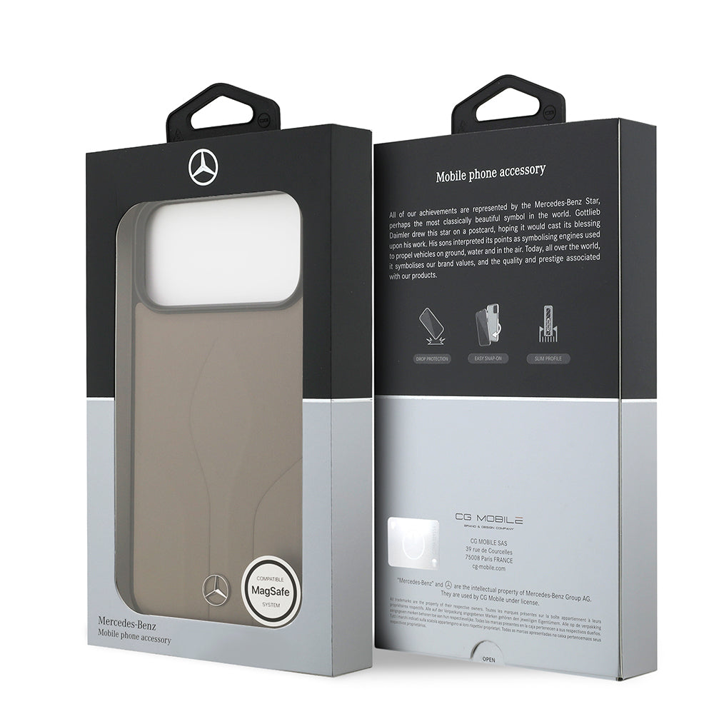 iPhone 17 Pro Max Kılıf Mercedes Benz Orjinal Lisanslı M-safe Şarj Özellikli Dokulu Desenli Deri Kılıf