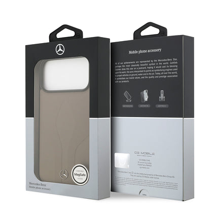 iPhone 17 Pro Max Kılıf Mercedes Benz Orjinal Lisanslı M-safe Şarj Özellikli Dokulu Desenli Deri Kılıf