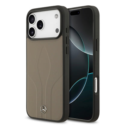 iPhone 17 Pro Max Kılıf Mercedes Benz Orjinal Lisanslı M-safe Şarj Özellikli Dokulu Desenli Deri Kılıf