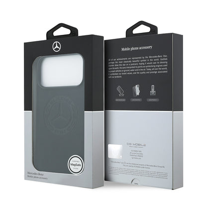 Apple iPhone 17 Pro Max Kılıf Mercedes Benz Orjinal Lisanslı M-safe Şarj Özellikli Hakiki Deri Nostaljik Yıldız Dizayn Kapak Siyah