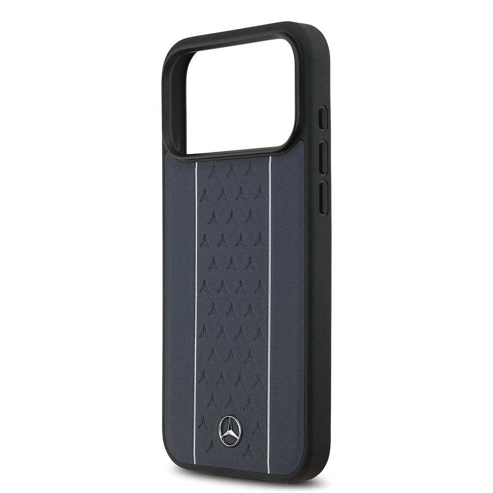 iPhone 17 Pro Max Kılıf Mercedes Benz Orjinal Lisanslı M-safe Şarj Özellikli Şeritli Yıldız Desenli Metal Logolu Deri Kılıf