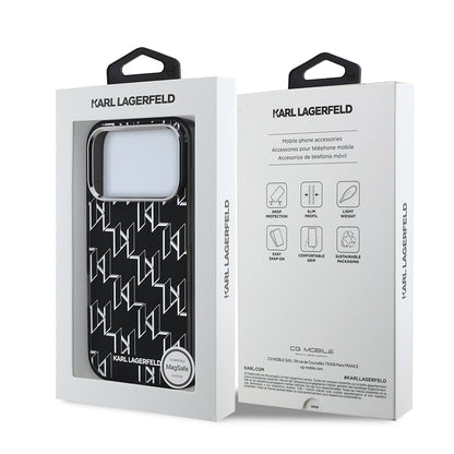 iPhone 17 Pro Max Kılıf Orjinal Lisanslı M-safe Şarj Özellikli Karl Lagerfeld IML Baskılı Monogram Dizayn Kılıf