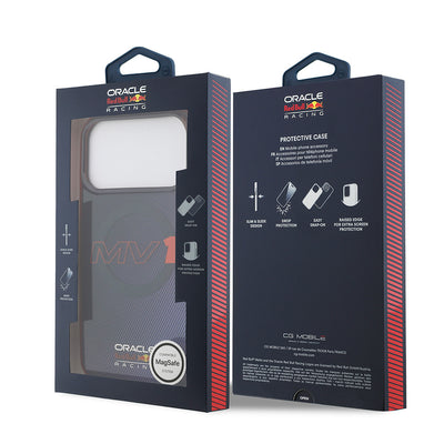 Apple iPhone 17 Pro Max Kılıf Redbull Orjinal Lisanslı M-safe Şarj Özellikli Çift Katmanlı Çizgi Desenli Sert PC MV Kapak Lacivert