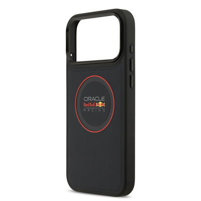 Apple iPhone 17 Pro Max Kılıf Redbull Orjinal Lisanslı M-safe Şarj Özellikli Kırmızı Halka ve Logo Kabartmalı PU Deri Kapak Siyah