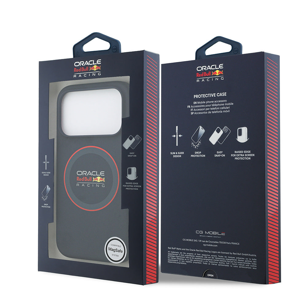 iPhone 17 Pro Max Kılıf Redbull Orjinal Lisanslı M-safe Şarj Özellikli Kırmızı Halka ve Logo Silikon Kılıf