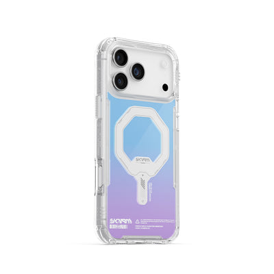 Apple iPhone 17 Pro Max Kılıf Skinarma M-Safe Şarj Özellikli IML Baskılı Holografik MYST Kapak Şeffaf