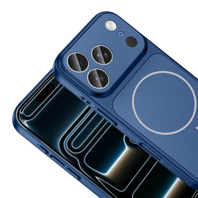 Apple iPhone 17 Pro Max Kılıf Zore M-Safe Şarj Özellikli Kamera Korumalı Formen Kapak Mavi