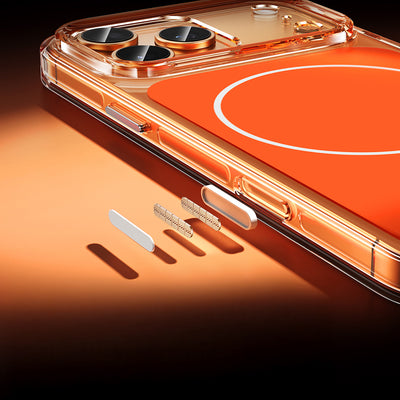 Apple iPhone 17 Pro Max Kılıf Zore M-safe Şarj Özellikli Şeffaf Kamera Kontrol Butonlu Lugano Kapak Beyaz