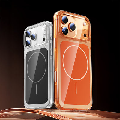 Apple iPhone 17 Pro Max Kılıf Zore M-safe Şarj Özellikli Şeffaf Kamera Kontrol Butonlu Lugano Kapak Beyaz