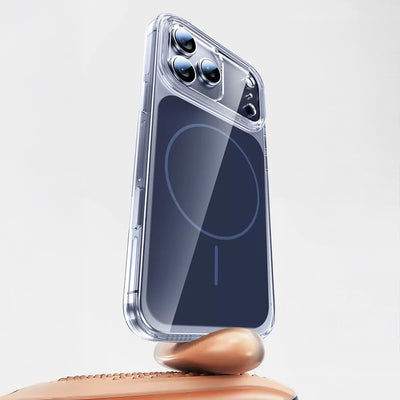 Apple iPhone 17 Pro Max Kılıf Zore M-safe Şarj Özellikli Şeffaf Kamera Kontrol Butonlu Lugano Kapak Beyaz