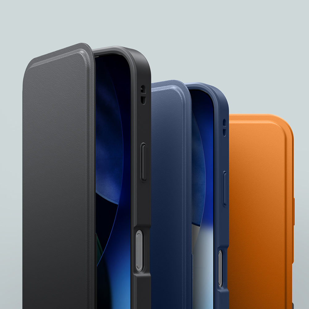 Apple iPhone 17 Pro Max PU Kartlıklı Kapaklı Amazingthing Glamour Foilo Serisi Kılıf Siyah