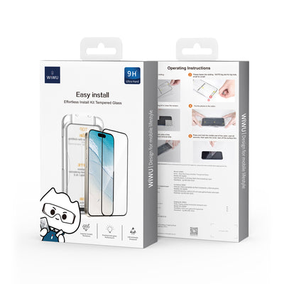 Apple iPhone 17 Pro Max Wiwu SQ-008 Oleofobik Easy Install Darbeye Karşı Dayanıklı Temperli Cam Ekran Koruyucu + Kolay Uygulama Aparatlı Şeffaf