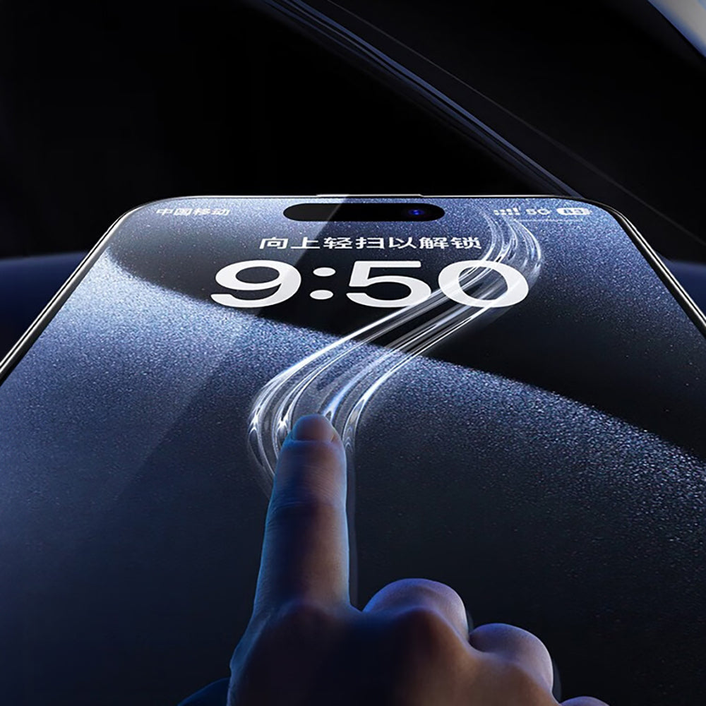 iPhone 17 Pro Max Wiwu SQ-008 Oleofobik Easy Install Darbeye Karşı Dayanıklı Temperli Cam Ekran Koruyucu + Kolay Uygulama Aparatlı