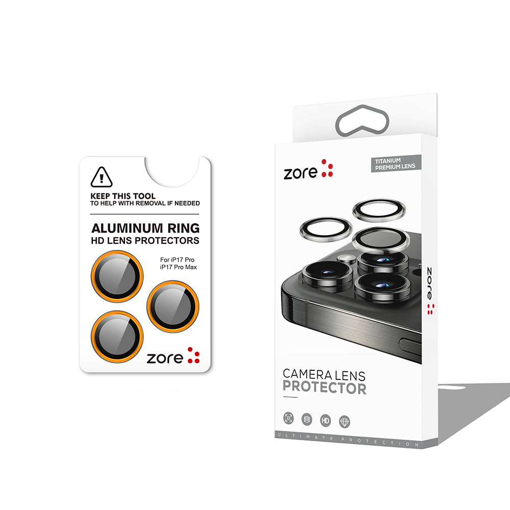 Apple iPhone 17 Pro Max Zore CL-12 Premium Safir Parmak İzi Bırakmayan Anti-Reflective Kamera Lens Koruyucu Titanyum-Gri