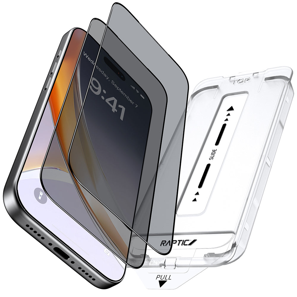 iPhone 17 Pro Raptic Air Glass 2.5D Privacy Hayalet Ekran Koruyucu 2 Adet + Kolay Uygulama Aparatlı