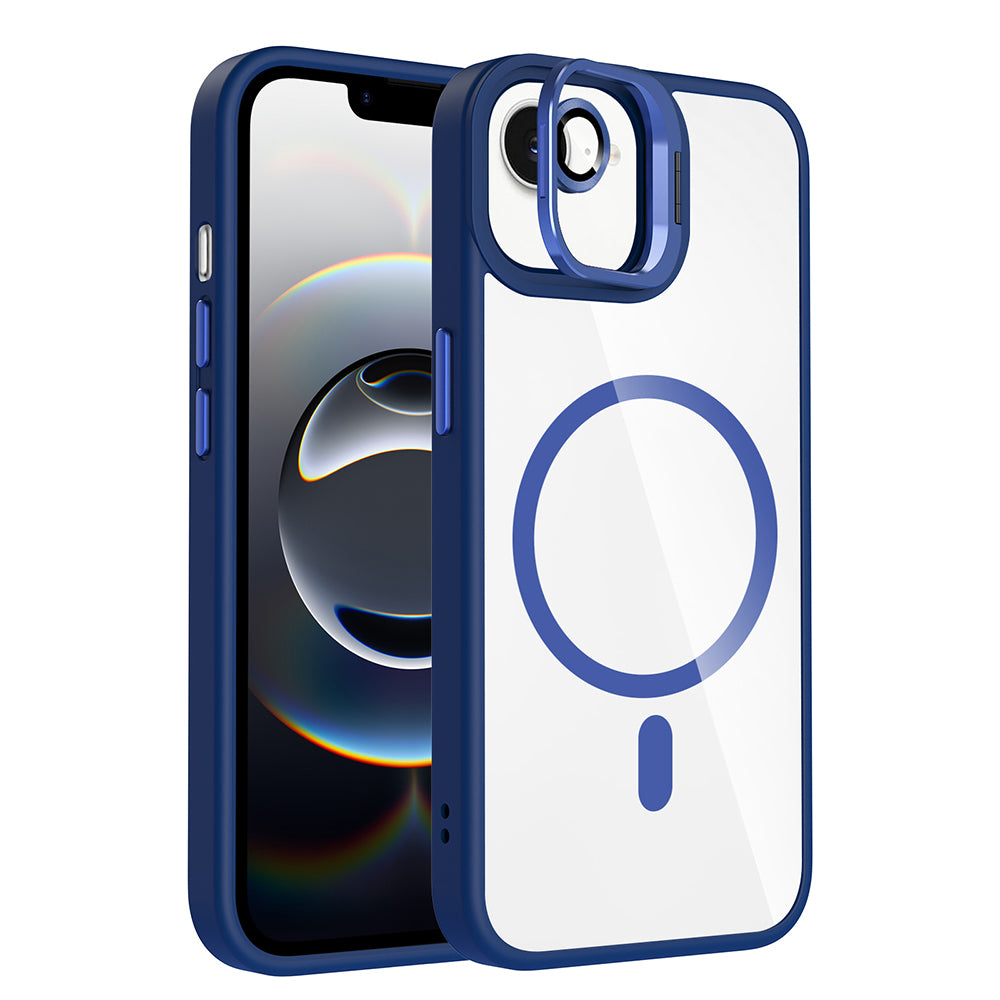 Apple iPhone 17E Kılıf Standlı ve Kamera Lens Hediyeli M-Safe Şarj Özellikli Zore Etro Kapak