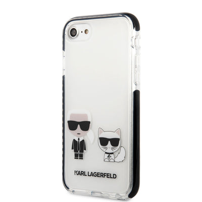 Apple iPhone 8 Kılıf Karl Lagerfeld Kenarları Siyah Silikon K&C Dizayn Kapak Beyaz