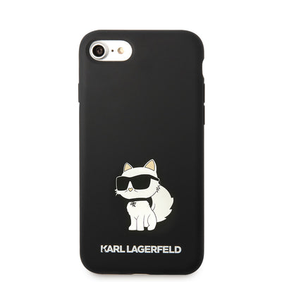 Apple iPhone 8 Kılıf Karl Lagerfeld Silikon Choupette Dizayn Kapak Siyah