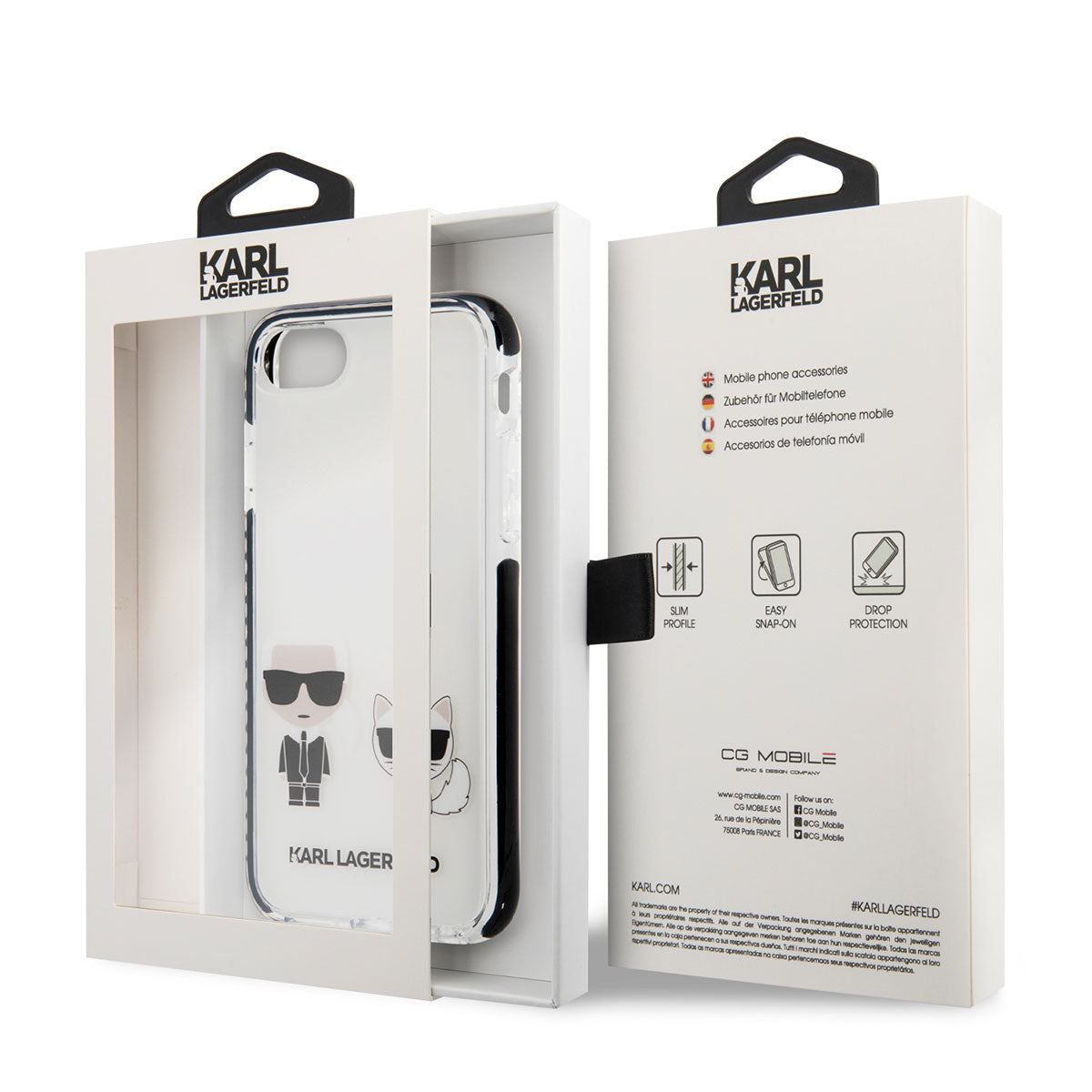 iPhone SE 2020 Kılıf Karl Lagerfeld Kenarları Siyah Silikon K&C Dizayn Kılıf