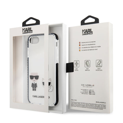 iPhone SE 2020 Kılıf Karl Lagerfeld Kenarları Siyah Silikon K&C Dizayn Kılıf