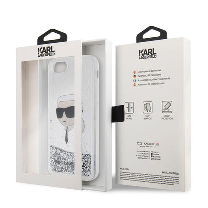 iPhone SE 2020 Kılıf Karl Lagerfeld Sıvılı Simli Karl Head Dizayn Kılıf