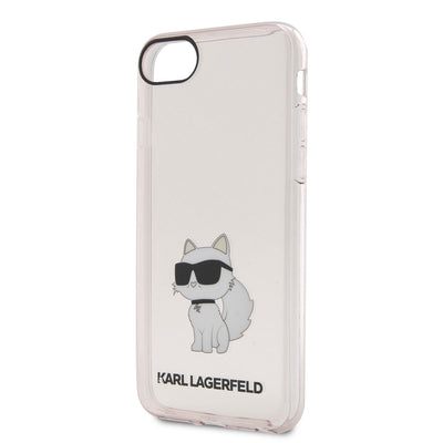 Apple iPhone SE 2020 Kılıf Karl Lagerfeld Transparan Choupette Dizayn Kapak Pembe