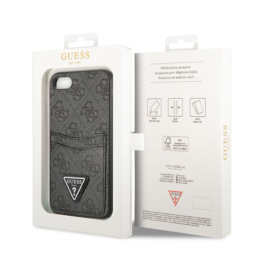 Apple iPhone SE 2022 Kılıf GUESS Çift Kart Bölmeli Kapak Siyah