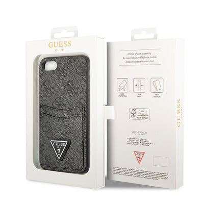 Apple iPhone SE 2022 Kılıf GUESS Çift Kart Bölmeli Kapak Siyah