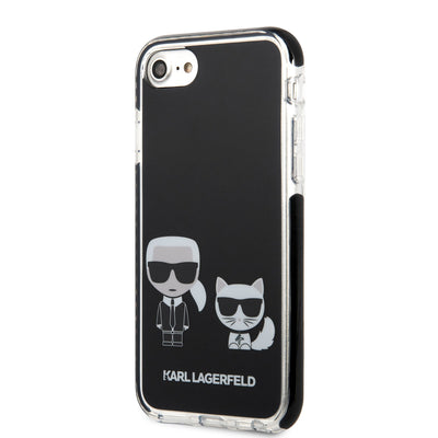 Apple iPhone SE 2022 Kılıf Karl Lagerfeld Kenarları Siyah Silikon K&C Dizayn Kapak Siyah
