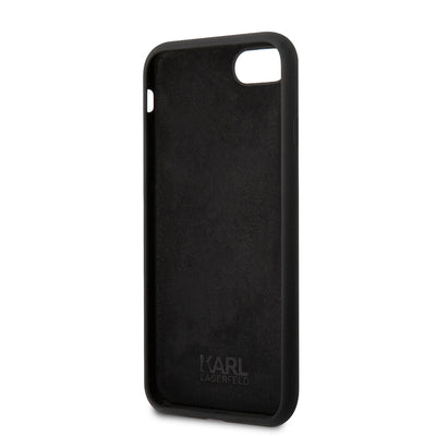 Apple iPhone SE 2022 Kılıf Karl Lagerfeld Silikon Choupette Dizayn Kapak Siyah