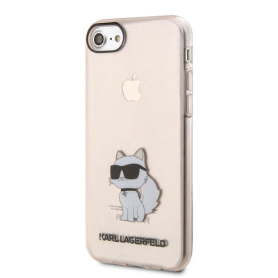 Apple iPhone SE 2022 Kılıf Karl Lagerfeld Transparan Choupette Dizayn Kapak Pembe