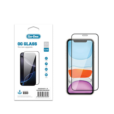 Apple iPhone XR 6.1 Go Des OG Glass Antistatik Temperli Cam Ekran Koruyucu Şeffaf