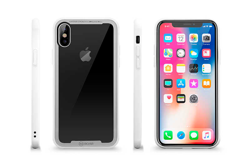 Apple iPhone XS 5.8 Kılıf Roar Glassoul Airframe Kapak Beyaz