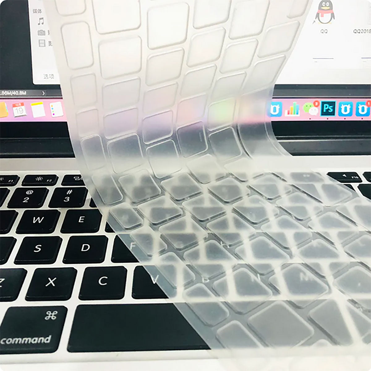 Macbook 13' Pro Touch Bar A1706 Zore Klavye Koruyucu Transparan Buzlu Silikon Ped