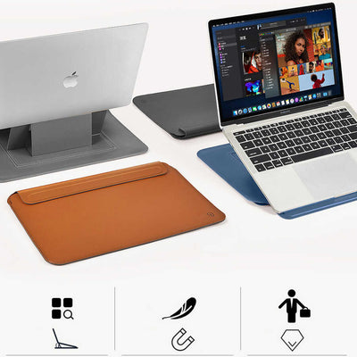 Apple Macbook Pro 14.2 2023 A2779 Wiwu Macbook Skin Pro Portable Stand Kılıf Kahverengi