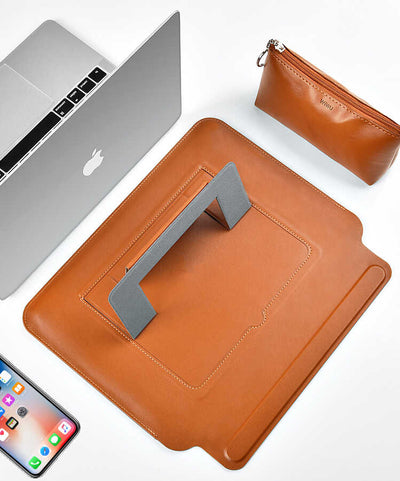 Apple Macbook Pro 14.2 2023 A2779 Wiwu Macbook Skin Pro Portable Stand Kılıf Kahverengi