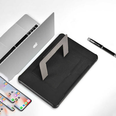 Apple Macbook Pro 16.2 2023 A2780 Wiwu Defender Stand Case Taşınabilir Standlı Magnetik PU Laptop Çantası Siyah
