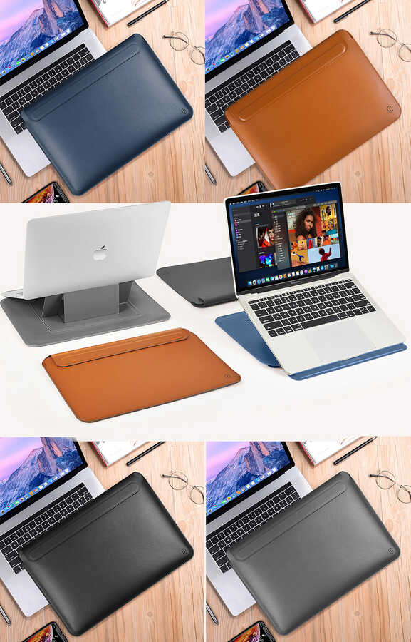 Apple Macbook Pro 16.2 2023 A2780 Wiwu Macbook Skin Pro Portable Stand Kılıf Siyah