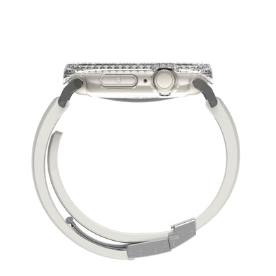 Apple Watch 10 42mm Amazingthing Gleam Fit FullGuard Taşlı Sert PC Kasa ve Ekran Koruyucu Şeffaf