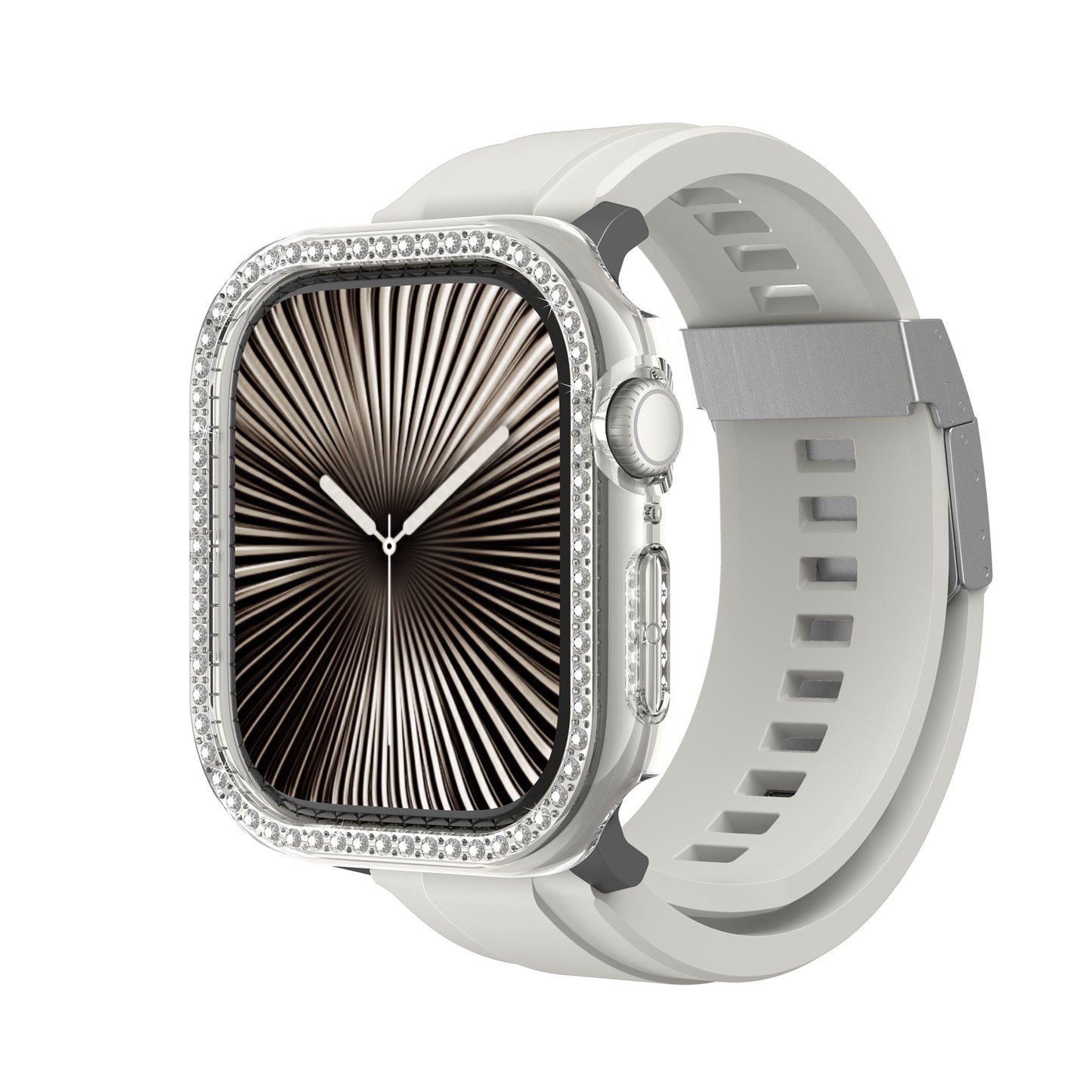 Watch 10 42mm Amazingthing Gleam Fit FullGuard Taşlı Sert PC Kasa ve Ekran Koruyucu