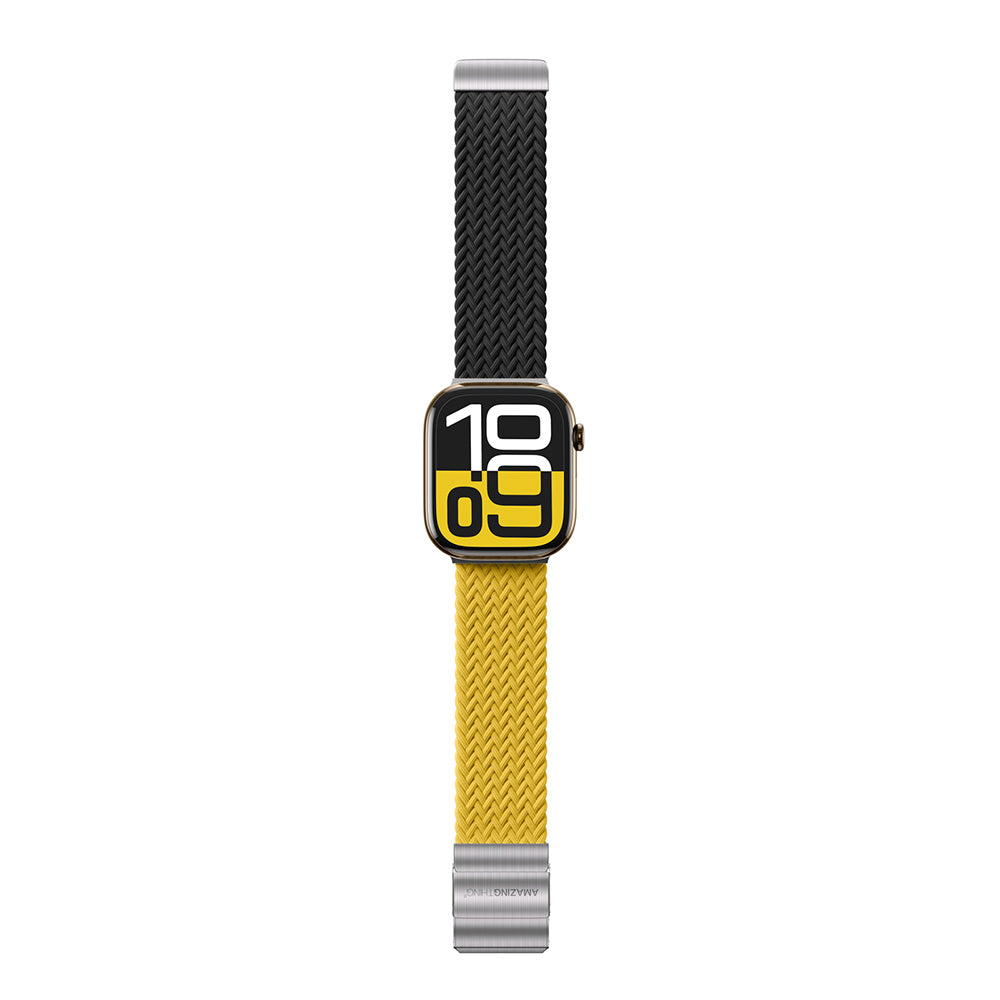 Apple Watch 10 46mm Amazingthing Glamour Blend Hasır Kordon Siyah-Gri